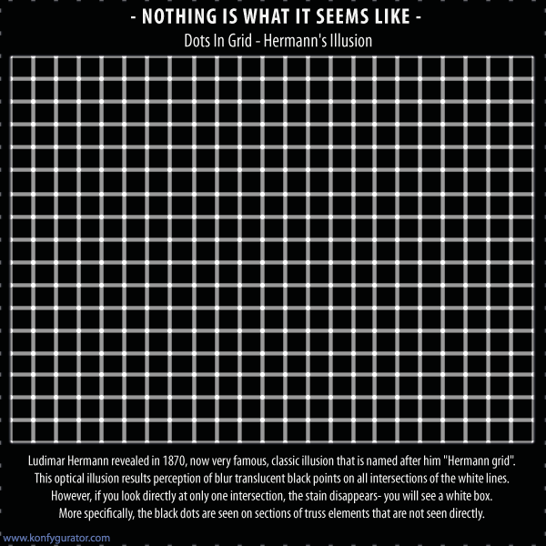 Optical Illusions 3D - Dots In Grid - Hermann's Illusion